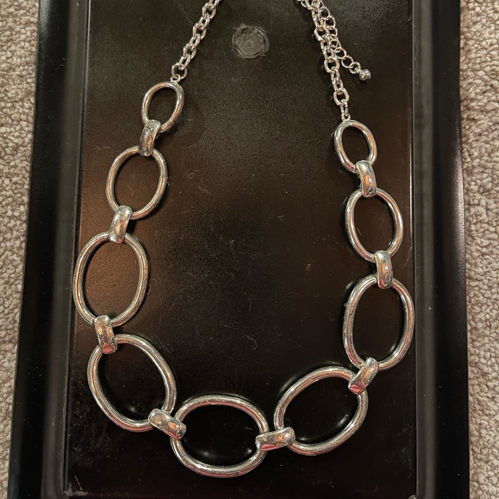Adjustable Silver Fashion Necklace with Circles